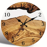 Silent glass decorative clock with wood grain wall clock